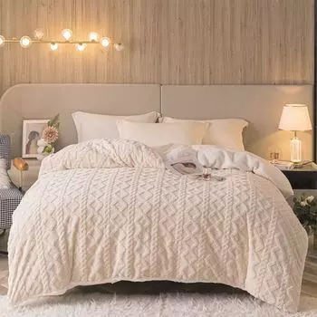 MAJA DESIGN Мягкий плед премиум-класса, 2-слойный шерпа + флис под мех, пушистый, толстый и мягкий, 150 х 200 см, бежевый