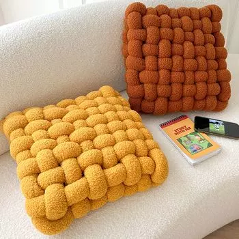 MAJA DESIGN Подушка для сиденья Sherpa, подушка из пушистой ткани, подушка для стула, поясничная подушка, 35x35x12 см, темно-желтый