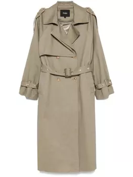 Maje двубортный тренч, зеленый