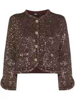 Maje кардиган с длинными рукавами и пайетками, коричневый