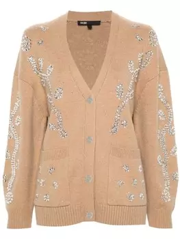 Maje кардиган со стразами, серый