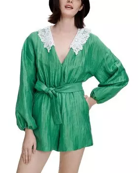 Maje Льняной комбинезон, зеленый