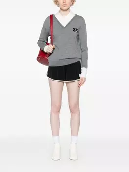 Maje многослойный джемпер с нашивкой-логотипом, серый