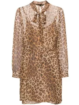 Maje платье мини с леопардовым принтом, коричневый
