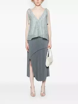 Maje плиссированная юбка миди с завышенной талией, серый