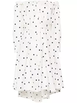 Maje поплиновое платье миди с открытыми плечами, белый