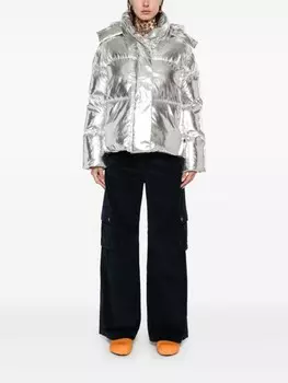 Maje пуховик с эффектом металлик, серебристый