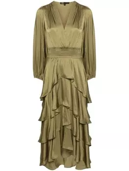 Maje ярусное платье макси с драпировкой, зеленый
