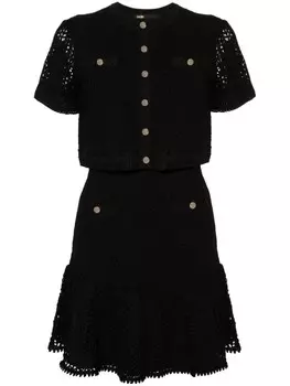 Maje ярусное платье мини с люрексом, черный