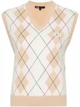 Maje трикотажный жилет с узором аргайл, нейтральный цвет