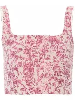 Maje укороченный топ с цветочной вышивкой, розовый