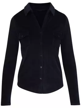 Majestic Filatures бархатная рубашка с v-образным вырезом, синий