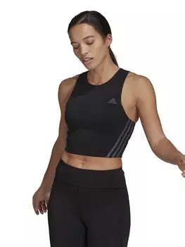Майка Adidas Performance Run Icons 3-Stripes Cooler Running Crop Top, черный