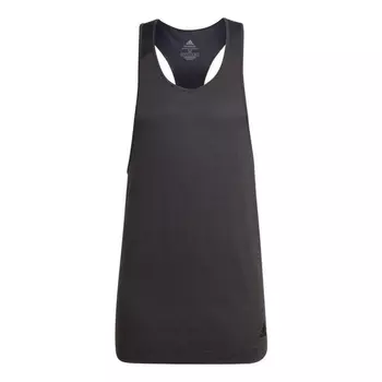 Майка Adidas Solid Color Logo Round Neck Yoga Gym Sports Dark Grey Vest, Серый