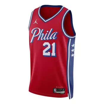 Майка Air Jordan x NBA Dri-FIT Philadelphia 76ers Statement Edition Swingman Jersey 'Joel Embiid 21', красный