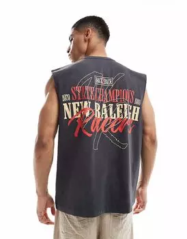 Майка ASOS DESIGN большого размера из плотной ткани плотностью 200 г/м черного цвета со спортивной графикой