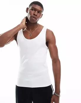 Майка ASOS DESIGN Essential Muscle Fit Rib в белом цвете