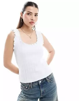 Майка Asos Design Frill Pointelle Tank, светло-голубой