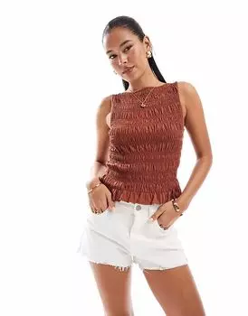 Майка ASOS DESIGN нерегулярной гофрированной формы цвета ржавчины