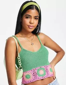 Майка ASOS DESIGN с красочной отделкой крючком по краю