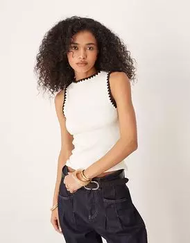 Майка ASOS DESIGN с вырезом-лодочкой и обметочным швом, розничный цвет кремовый