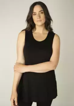 Майка Base Level с пышной юбкой, прикрывающий бедра крой, с разрезами по подолу Base Level Curvy, черный