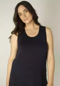 Майка Base Level с пышной юбкой, прикрывающий бедра крой, с разрезами по подолу Base Level Curvy, цвет морской волны