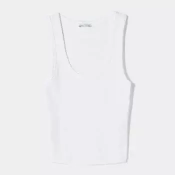 Майка Bershka Sleeveless Ribbed, белый