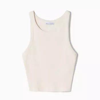 Майка Bershka Sleeveless Ribbed, белый