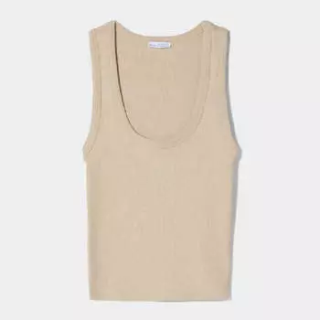 Майка Bershka Sleeveless Ribbed, бежевый