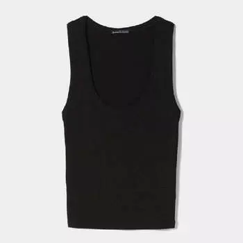 Майка Bershka Sleeveless Ribbed, черный