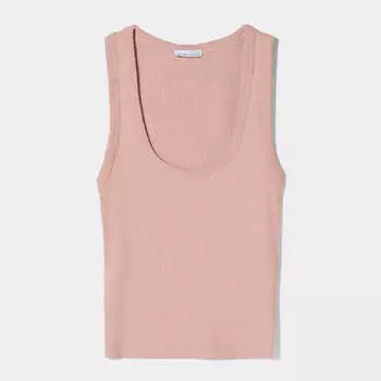 Майка Bershka Sleeveless Ribbed, розовый