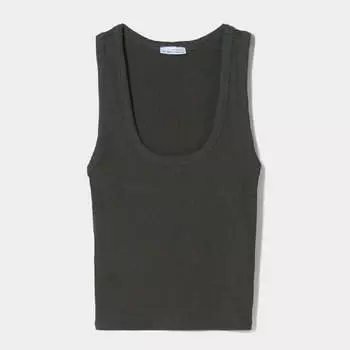 Майка Bershka Sleeveless Ribbed, серый