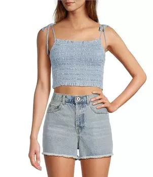 Майка без рукавов с присборенной завязкой из ткани и камня Cloth & Stone, синий