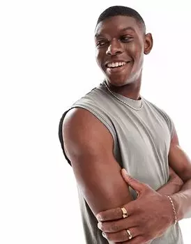 Майка-безрукавка Pull&Bear серого цвета