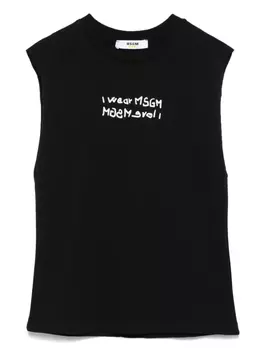 Майка-безрукавка с текстовым принтом MSGM Kids, черный