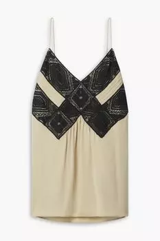 Майка Boheme из шелкового жоржета с кружевной отделкой LAFAYETTE 148, нейтральный