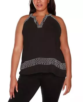 Майка больших размеров black label с вышивкой Belldini, мульти