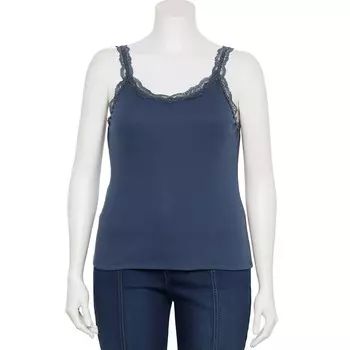 Майка больших размеров SO для юниоров с кружевной отделкой, цвет Common Blue