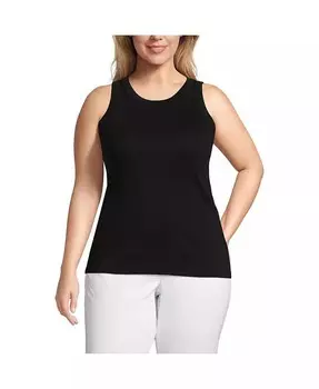 Майка больших размеров в рубчик Lands' End, черный