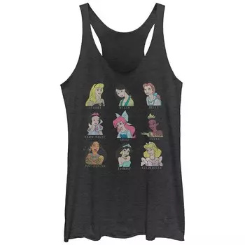 Майка-борцовка с изображением принцесс Диснея Авроры, Мулан, Белль, Белоснежки, Ариэль, Тианы, Покахонтас, Жасмин и Золушки для юниоров Disney, цвет Black Heather