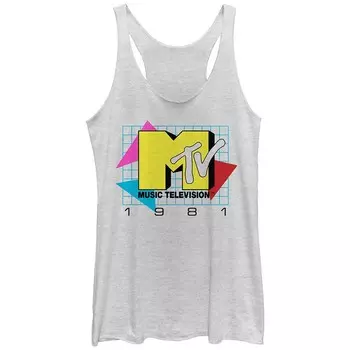Майка-борцовка с логотипом MTV в стиле 80-х для юниоров Licensed Character, цвет White Heather