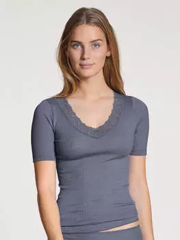 Майка Calida Kurzarm Shirt SILKY WOOL JOY, синий