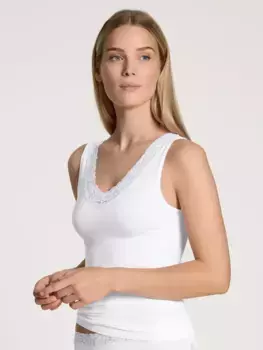 Майка CALIDA "Natural Comfort Lace", майка, хлопковый топ с красивым кружевом, белый