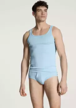 Майка CALIDA "Twisted Cotton", спортивная рубашка классической формы, синий