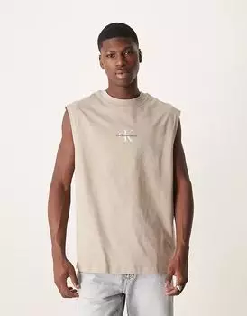 Майка Calvin Klein Jeans monologo в каменном цвете