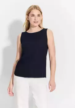 Майка Cecil в рубчик с вырезом "лодочка", синий