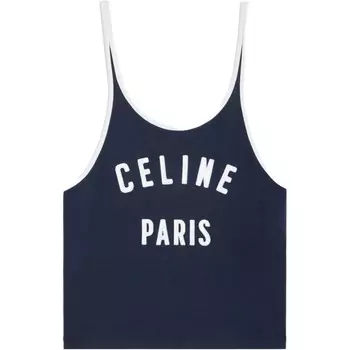 Майка Celine Paris с круглым вырезом, темно-синий