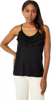 Майка Chaser Linen Jersey Adjustable Strap Ruffle Cami, цвет True Black