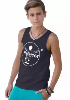 Майка Chiemsee "BASIC" с контрастным принтом логотипа, цвет морской волны